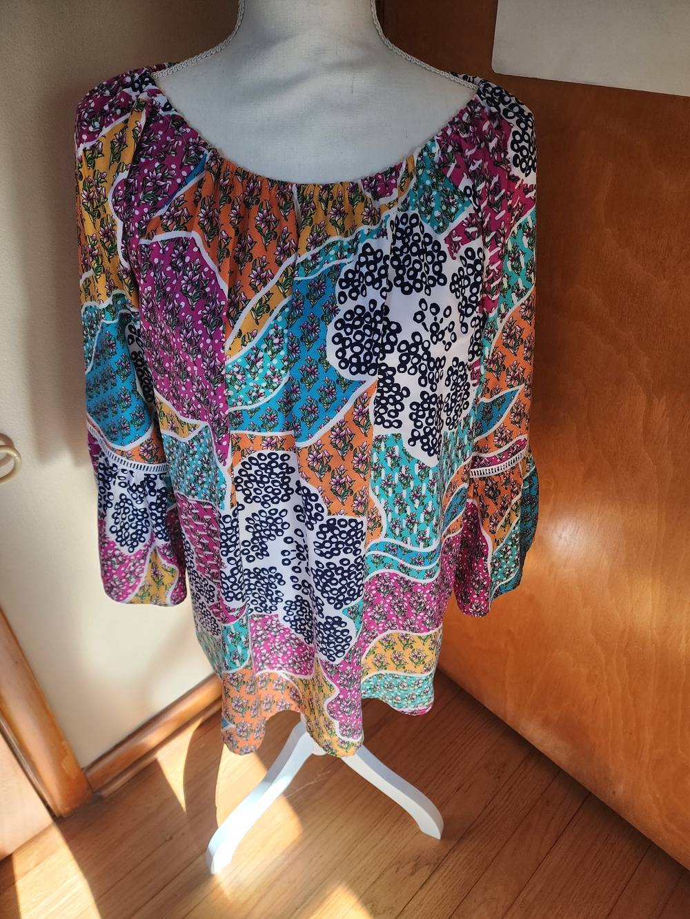 Grace Elements Multicolor Patchwork Peasant Tunic
